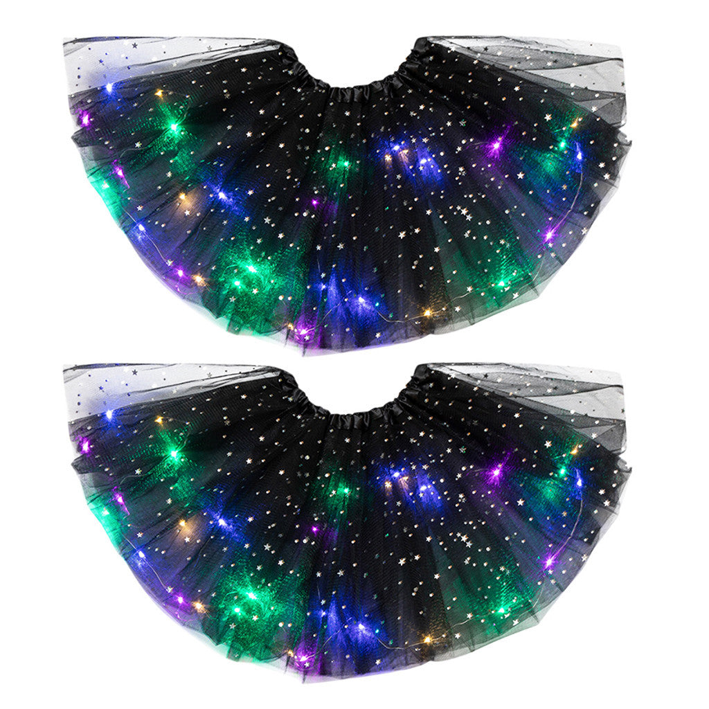 Magical & Luminous  LED Princess Halloween Tutu Skirt Sequins Shiny Skirt