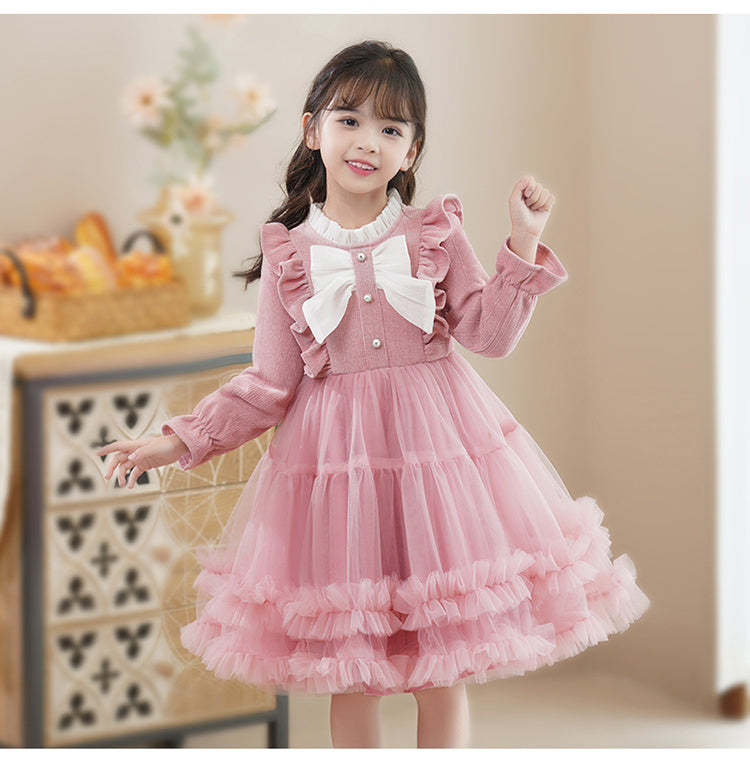 Foreign Style Winter  Red Velvet Princess Dress