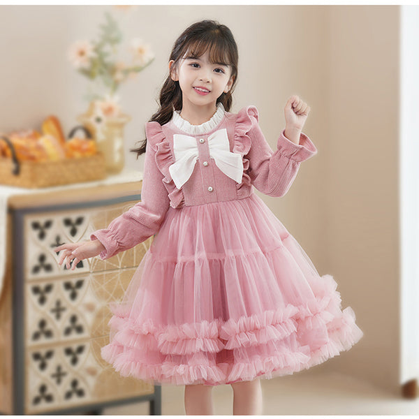 Foreign Style Winter  Red Velvet Princess Dress