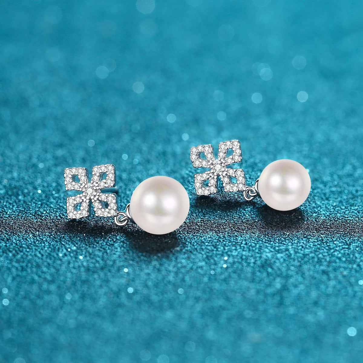 925 Sterling Silver Female 31 Points Moissanite Freshwater Pearl Ear Studs