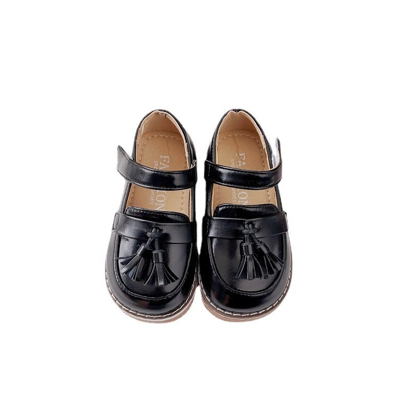 British Style Little Girl Leather Shoes Soft Bottom Baby Doug Single-layer Shoes Female