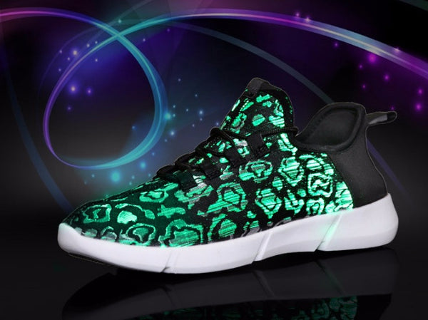 Fiber Optic LED Shoes USB Recharge Glowing Sneakers Man Llight Up Shoes