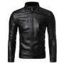 Stand collar motorcycle leather jacket