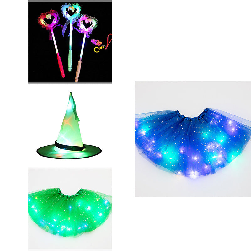 Magical & Luminous  LED Princess Halloween Tutu Skirt Sequins Shiny Skirt