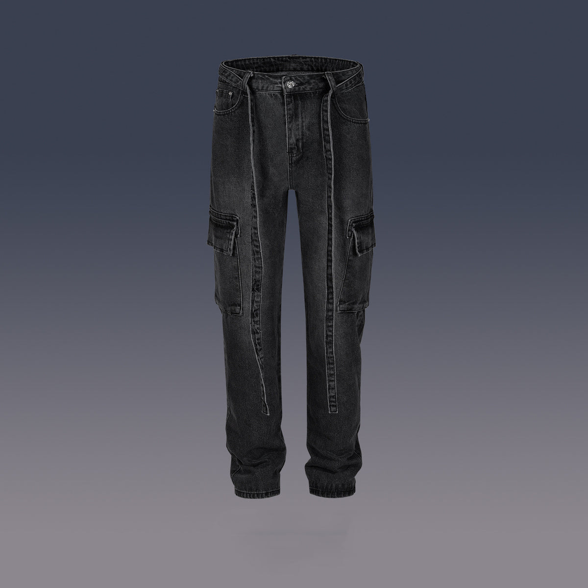 Mens High Street Multi-pocket Washed Distressed Trousers