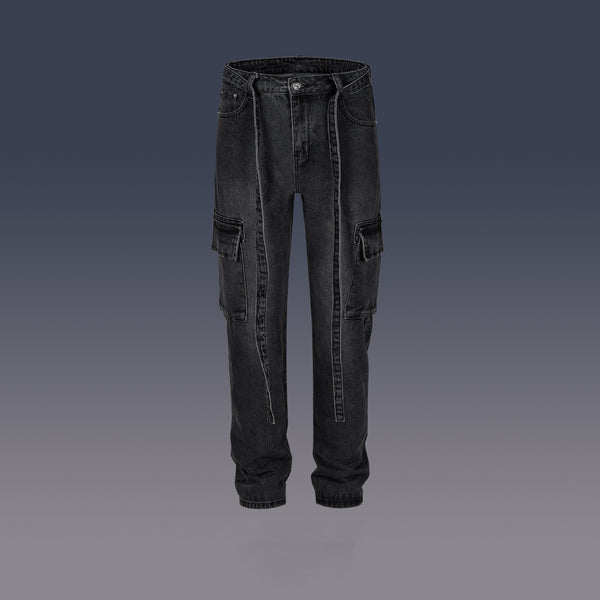 Mens High Street Multi-pocket Washed Distressed Trousers