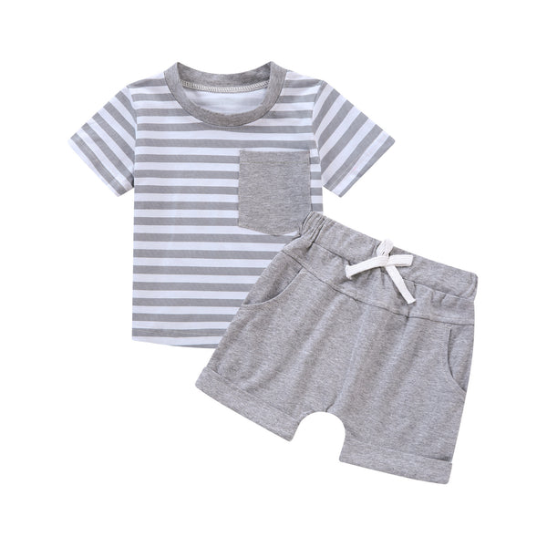 Short-sleeved Shorts Stitching Children's Suit