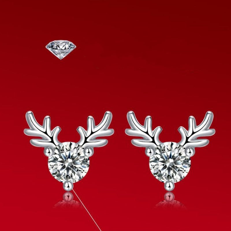 Moissanite One Deer Has Your Ear Studs 925 Silver Earrings Earring Silver Accessories Wholesale