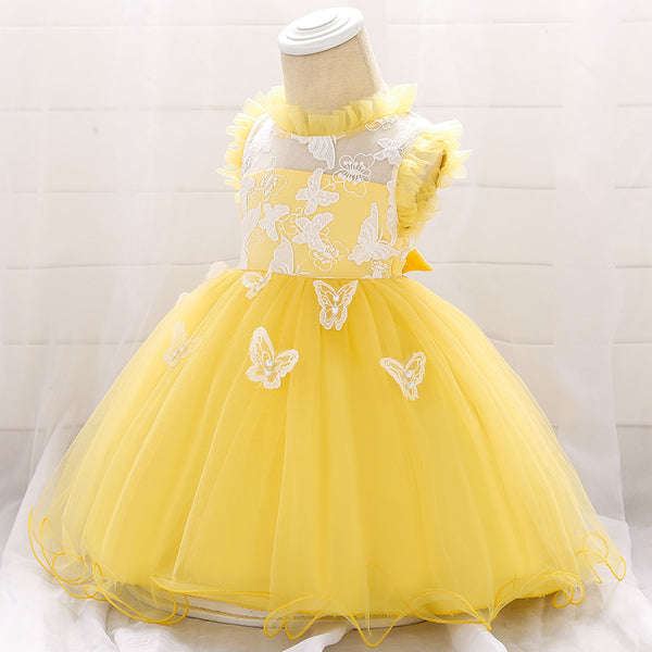 Baby Stand Collar Butterfly Princess Dress Baby Dress Hundred-day