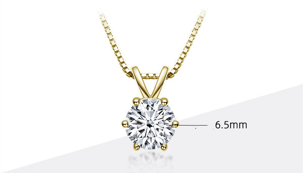 Classic Six Prong Moissanite Necklace Female D Color 1 Carat