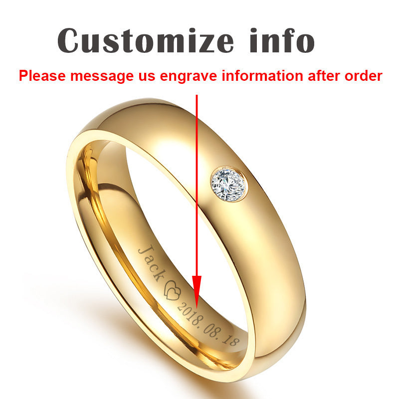 Golden stainless steel couple rings