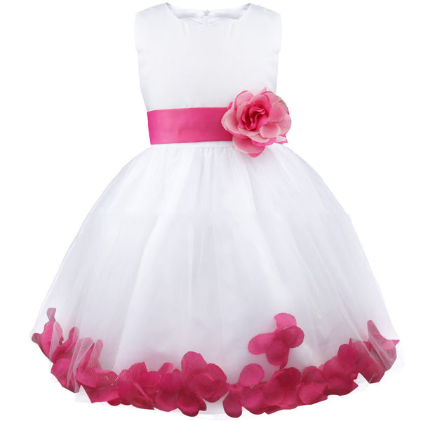 Dress Flower Bow Tie Belt Petal Princess Dress For Children