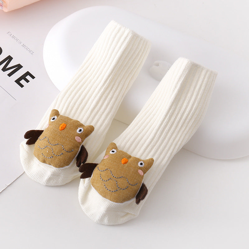 Baby Non-slip Room Socks Solidcolor Mid-calf Length Cartoon