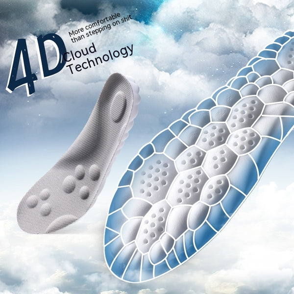 4D Cloud Technology Pu Massage Instep Insole High Elastic Shock Absorption