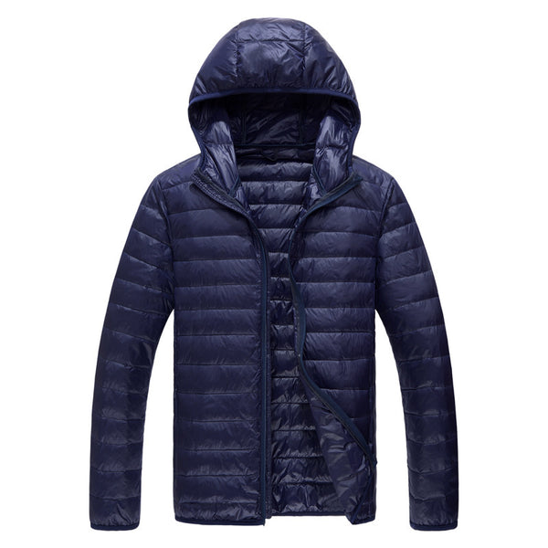 Mens Duck Down Hooded Jacket Winter Ultralight Bubble Coat Puffer Slim Fit