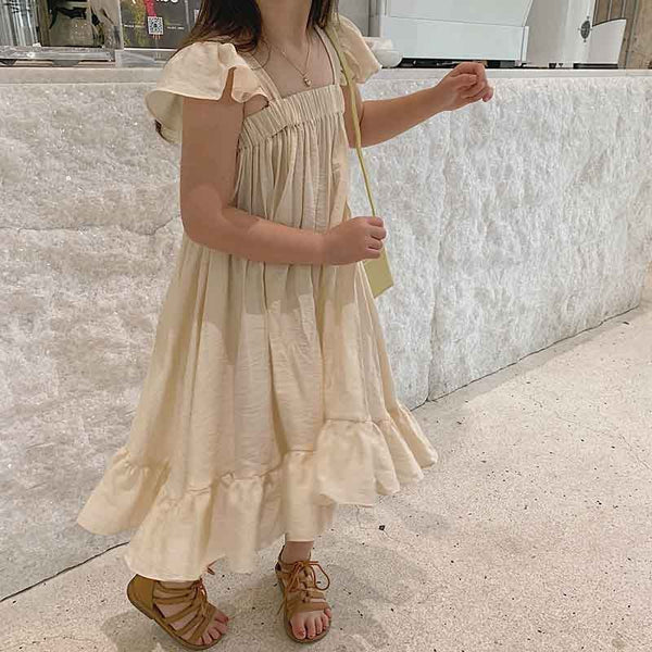 Children''s sweet flying sleeve dress