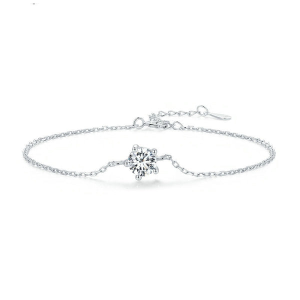 S925 Sterling Silver Simple Luxury Claw Inlaid Moissanite Fashion Bracelet