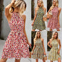 Sleeveless Waist Dress Summer Bohemian Print