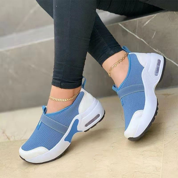 Flying Woven Elastic And Velcro Decoration Casual Sneakers