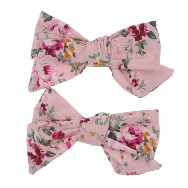 Baby Children's Cloth Soft Nylon Bow Barrettes Two-piece Set