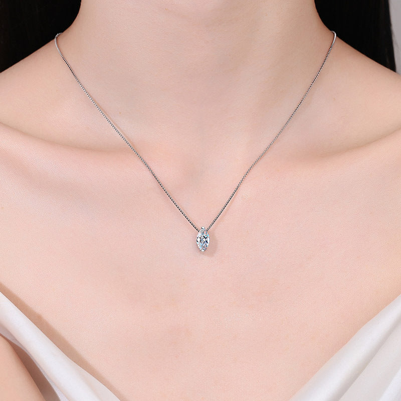 S925 Silver Women's Water Drop Horse Eye Moissanite Necklace