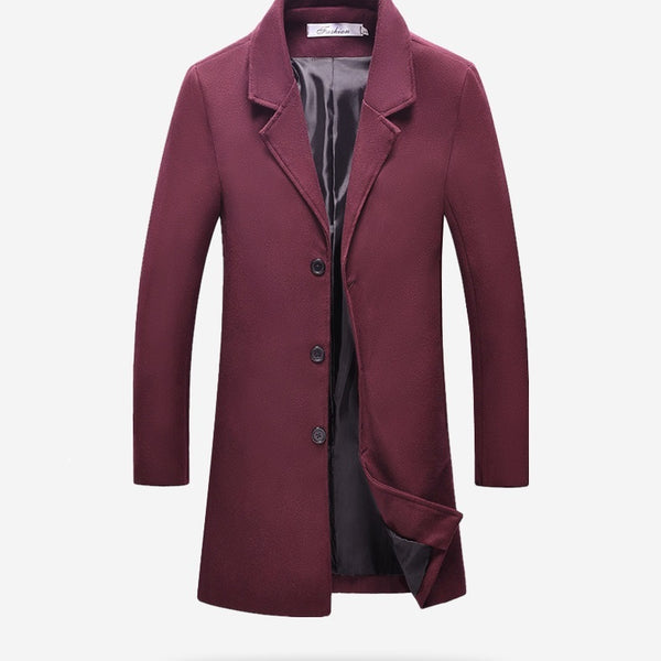 Woolen coat solid color lapel coat trench coat