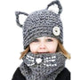 Autumn And Winter Cat Ears Wool Children Hat Scarf Two-piece Set Cute Baby