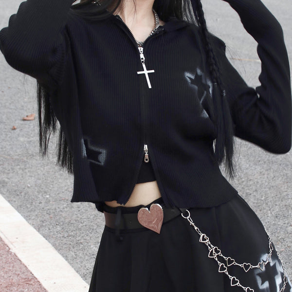 Gothic Inkjet Cross Slim Fall Sweater