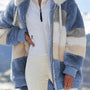 Women's Loose Plush Multicolor Hooded Jacket