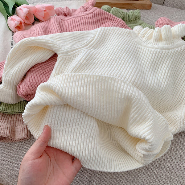 Autumn And Winter Children's Clothing Baby Solid Color Knitwear Children Half Turtleneck Bottoming Shirt