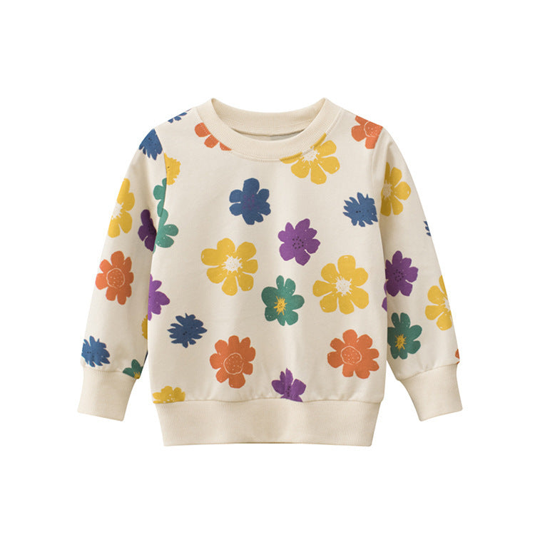 Children's Clothing Girls' Round Neck Sweater Baby Girls' Western Style Pullover