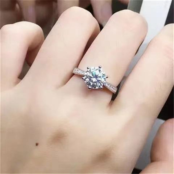 Women's Fashion Simple Moissanite Ring K Gold Craft