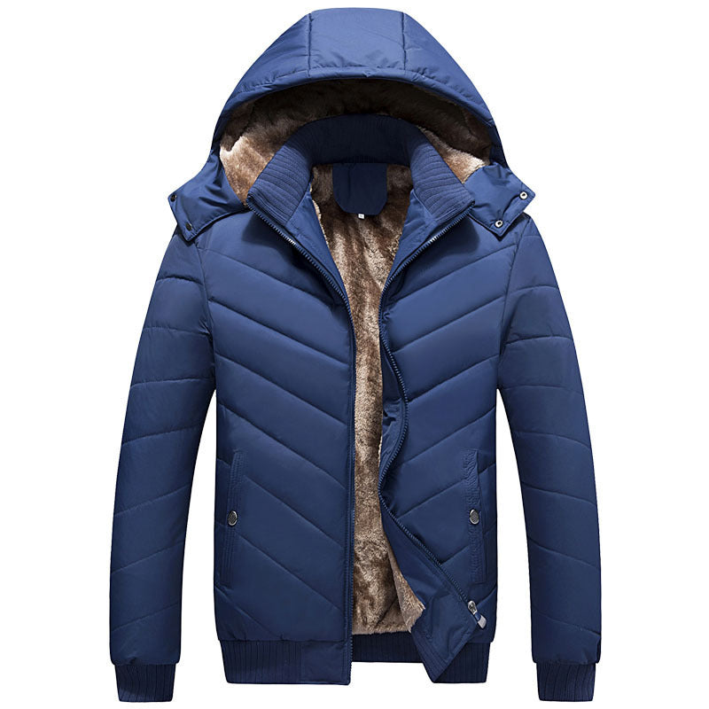 New Men's Hooded Fleece Padded Down Jacket