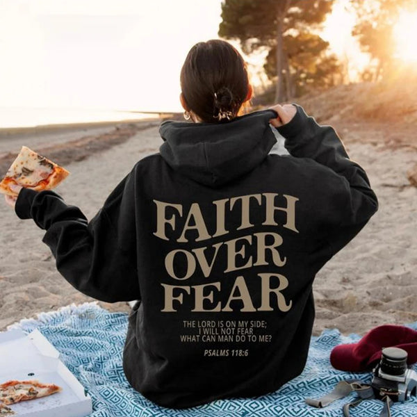 Faith Over Fear Christian Hoodie Christian Sweatshirt Jesus Hoodie Trendy Hoodie Bible Verse Shirt Unisex Aesthetic Clothes