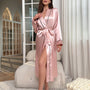 Women's Long Ice Silk Robe Summer Thin Fashion Simple Homewear