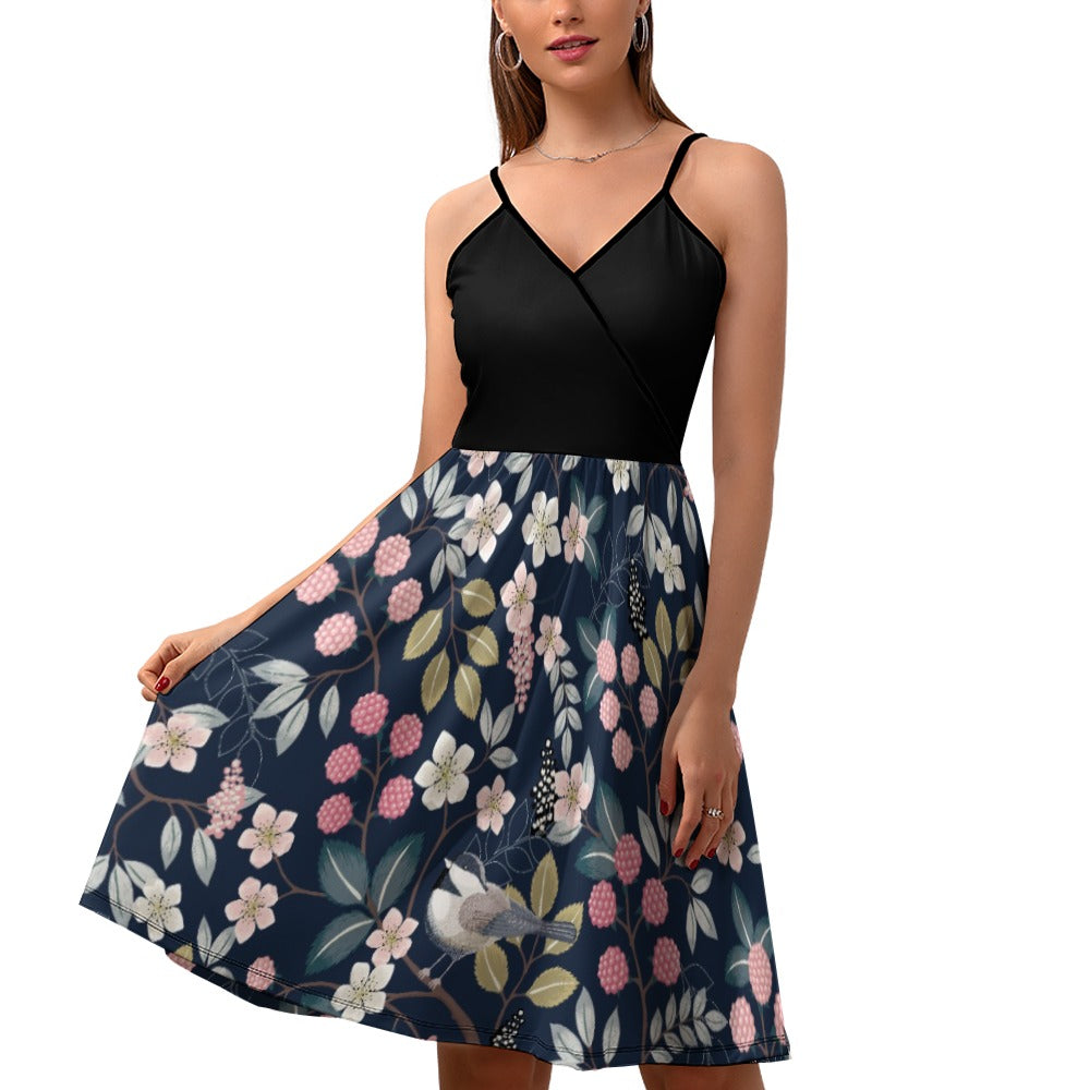 Women's Elegant Dress - Floral Blue