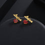 Stainless Steel Love Red Oil Drip Stud Earrings Female Personality