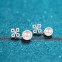 925 Sterling Silver Female 31 Points Moissanite Freshwater Pearl Ear Studs