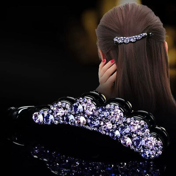 Banana Clip Ponytail Clip Barrettes Non-slip Vertical Clip Rhinestone Hair Accessories