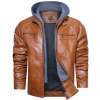 Men's Removable Hat Leather Coat Plus Size