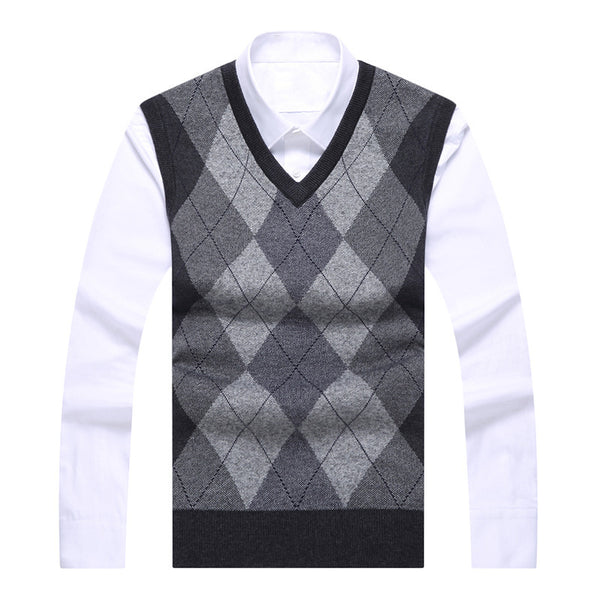 Factory Direct Sales Winter Wool Knitted Vest Middle-aged And Elderly Men's Thickened Sweater