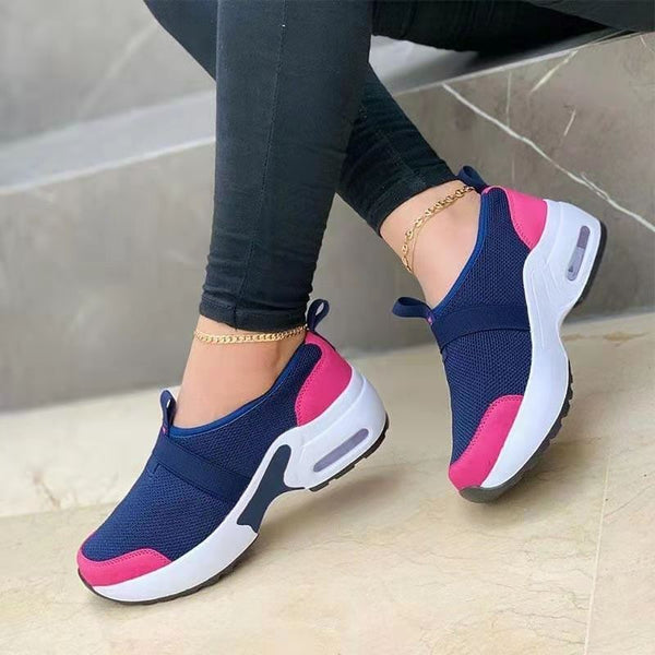 Flying Woven Elastic And Velcro Decoration Casual Sneakers