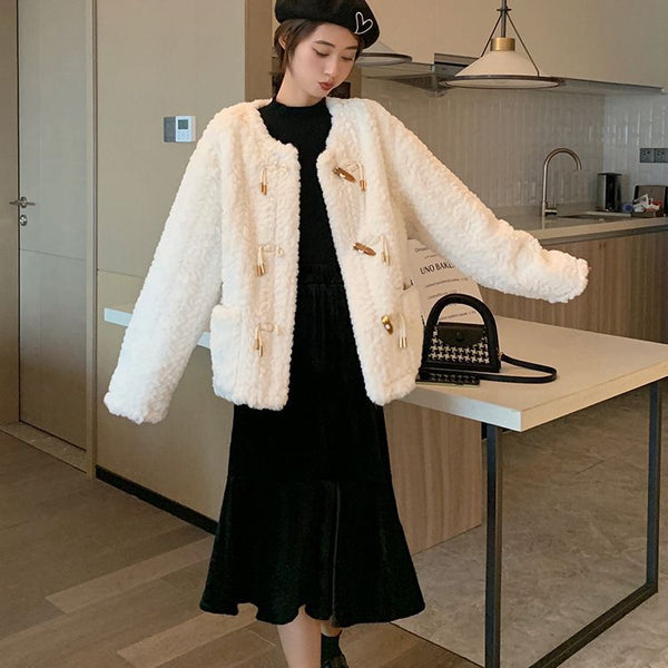 Lamb Wool Fur Coat For Women