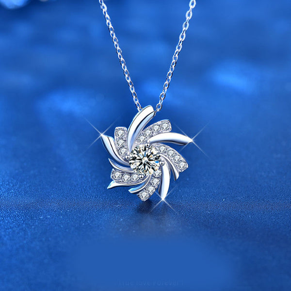 Moissanite S925 Sterling Silver Windmill Necklace