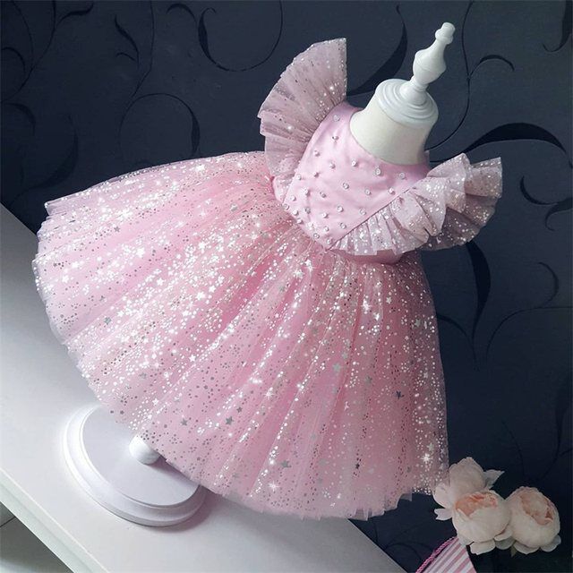 Bright Star Mesh Flounced Sleeve Baby Girl Pettiskirt