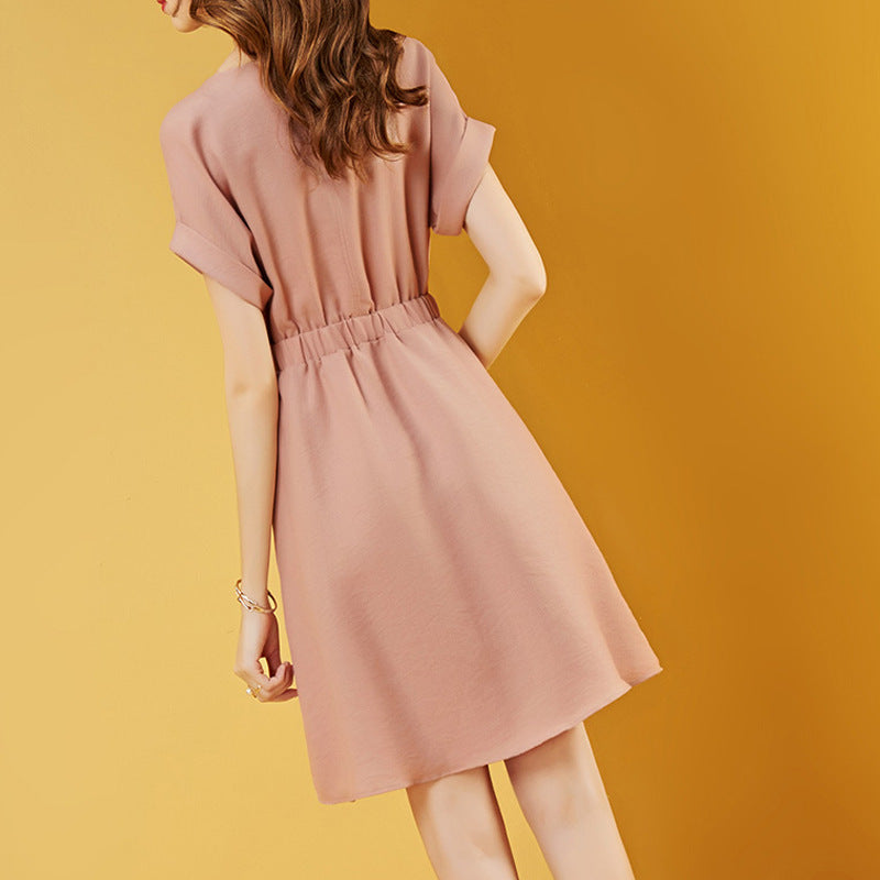 Women's temperament Tencel solid dress