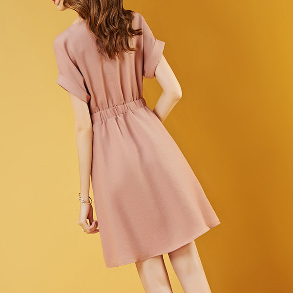 Women's temperament Tencel solid dress