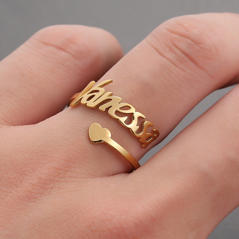 DIY Stainless Steel Heart Shaped Name Ring