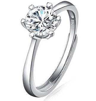 Platinum Diamond Ring Moissanite Ring D Color 1 Carat Opening