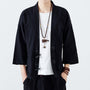 Men's Linen Robe Tang Suit Three-quarter Sleeve Coat Loose Style Cardigan Kimono Spring And Summer